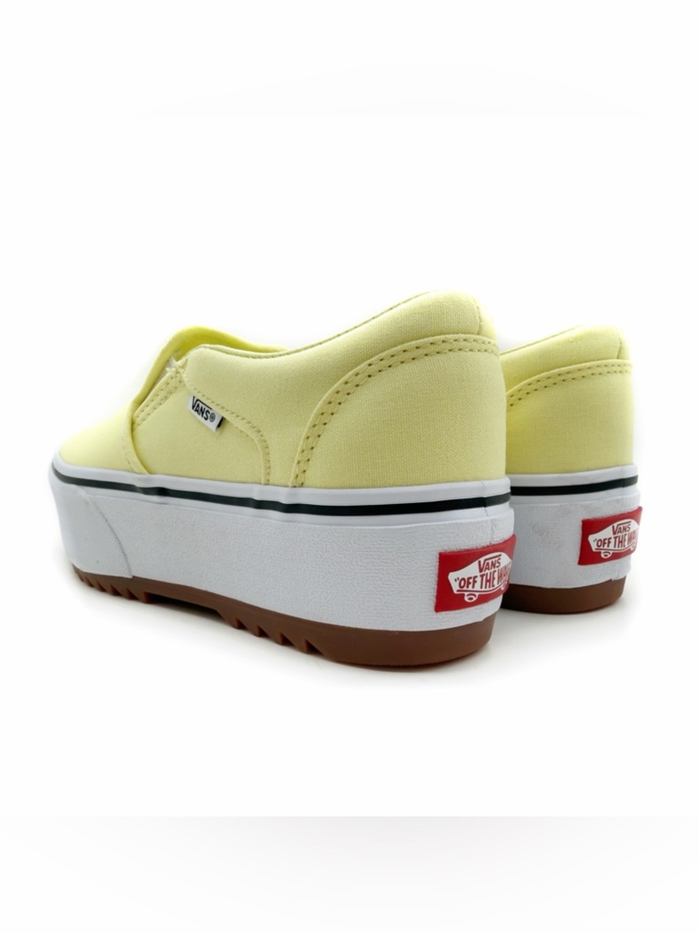 Vans Asher Platform Slip On Shoes Women’s 7 Pastel Yellow White - Picture 2 of 7
